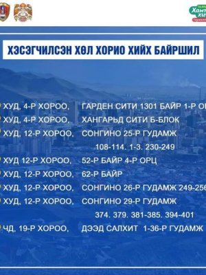 Халдвар илэрсэн зарим дүүрэгт хэсэгчилсэн хөл хорио үргэлжилнэ